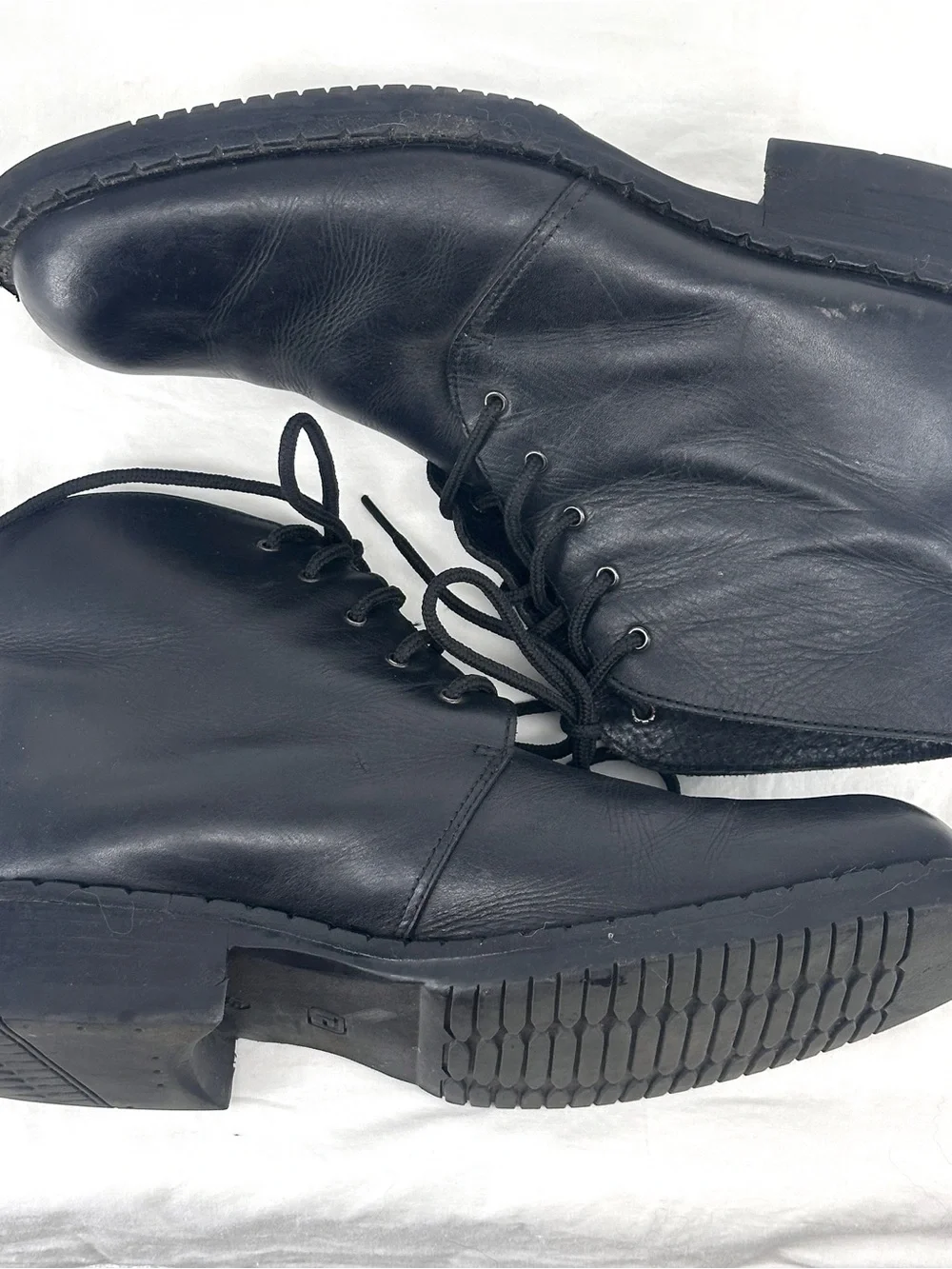 Vintage Guess Men's 12 Black Leather Lace-Up Chukka Boots Utility Streetwear